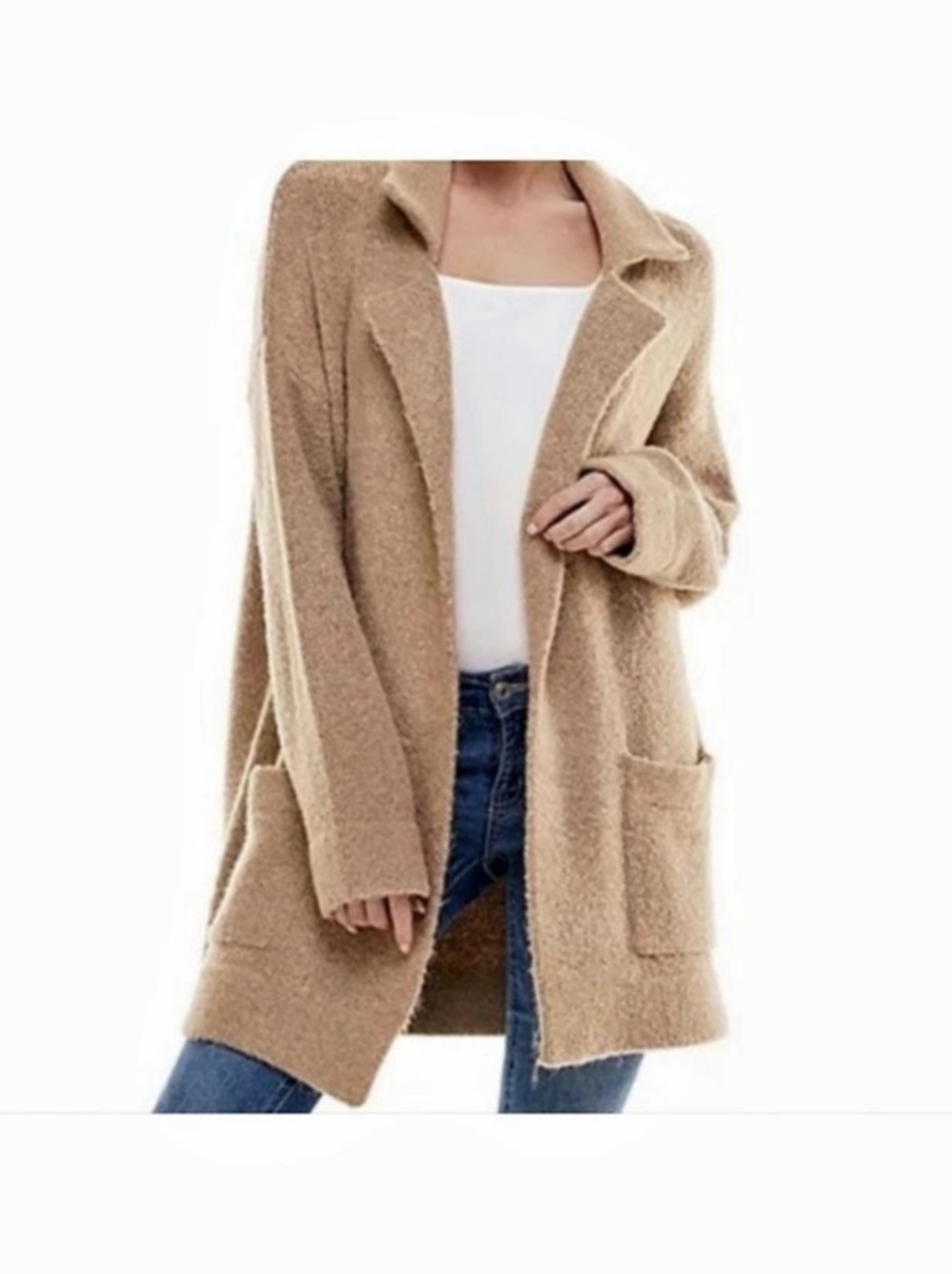 Thread & Supply Open Front Cardigan Coat Brown Large